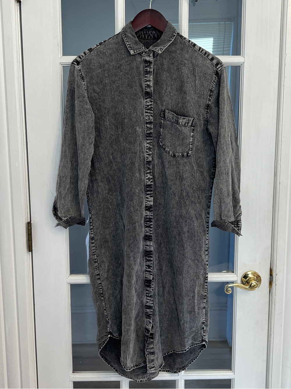 RAILS Women’s Ames Black Acid Wash Tencel Linen Shirt Dress XS
